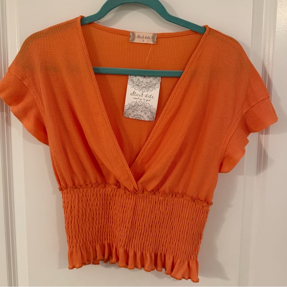 Orange V-Neck Top